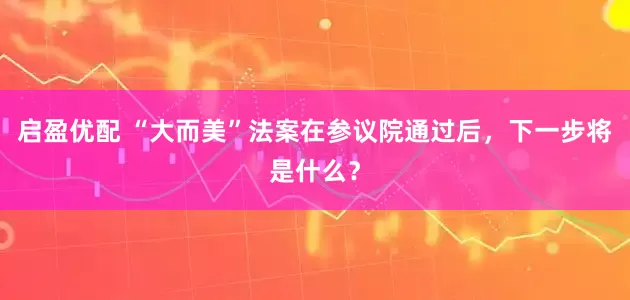 启盈优配 “大而美”法案在参议院通过后，下一步将是什么？