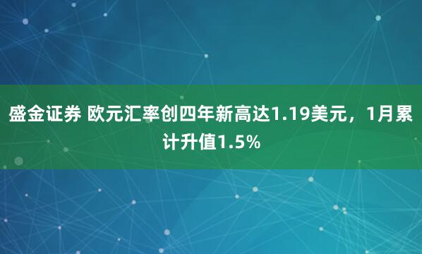 盛金证券 欧元汇率创四年新高达1.19美元，1月累计升值1.5%